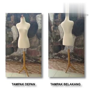 Manekin Body Cewek DM Krem Kaki Kayu Dan Kaki Besi | Manekin Cewek | Patung Display Baju