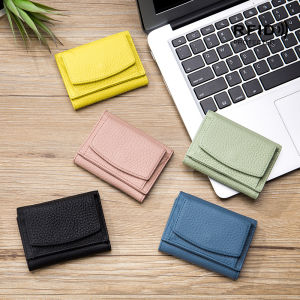 Japanese Style Genuine Leather Womens Purse Short Trifold Small Wallet RFID Credit Card Holder Cowhide ins Mini Coin Pouch Multi Color