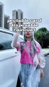 10PCS Card Raincoat Disposable Portable Raincoat Thickened Whole Body Rain Cover Thickened Adult Size