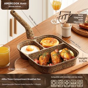 AMERCOOK | Non-stick Breakfast Pan 3 in 1