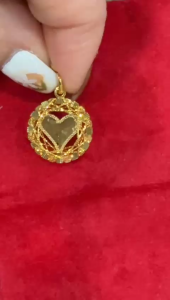 Poh Heng Jewellery 22K Tweed Cut Heart Pendant in Yellow Gold [Price By Weight]