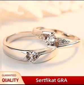 Cincin Couple Silver Adjustable Cincin Pasangan Nikah Lamaran Hadiah Tunangan 925 Perak