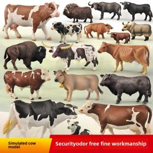 Realistic Bull Model Toy Farm Animal Dolls Milk Cow Brown Cow Wild Bull Children Educational Playhouse Simulation Toy for Kids
