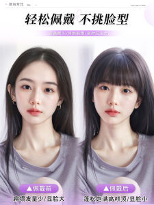3D Cartoon Side Bangs Womens Hairpiece No Trace High Forehead Design Full Realistic Hair Covers White Hair Anti-Aging