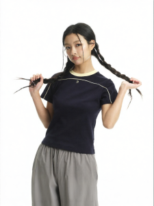 dangerouspeople | Color Block Stripe Fitted Cotton Tee