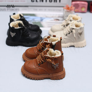 Boys Cotton Shoes Winter Fleece-lined Thickened Baby Martin Boots Cotton Waterproof Non Slip Childrens Snow Boots Girls Boots