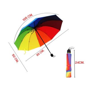 ร่มขนาดพกพา สีรุ้ง กันแดด กันฝน กันแสงUV สีสันสดใส วัสดุแข็งแรง ด้ามจับทนทานพอดีมือ