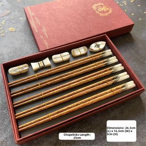 Wave Pattern Coconut Shell Wood High Quality Slip-Resistant Chopsticks Gift Set
