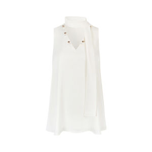 OShea Summer 2025 Womens Sleeveless Shirt Dress Set with Sash V-Neck Thin Polyester Blend Loose Fit White Yogurt Color