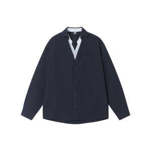 FORNINES | Layered False Two-Piece Long Sleeve Shirt Spring and Autumn Casual Blouse