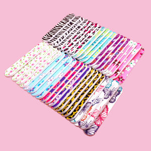 50pcs 9cm Mni Finger Nail Files Cartoon Emery Board Nail Files Assorted Colorful Patterns for Manicure Pedicure Nail Care Tools