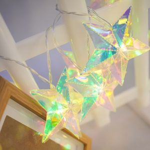 Holographic Iridescent Cube Gift Box LED String Lights Fairy Lights for Bedroom Christmas Birthday Wedding Holiday Party Decor