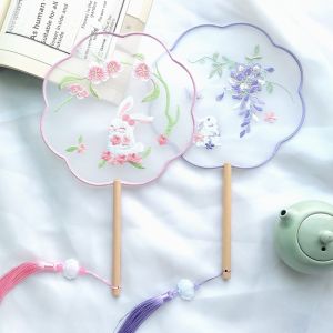 Elegant Embroidered round Fan Traditional Chinese Style Dance Fan for Cheongsam And Ancient Costume Summer Dance Special Use