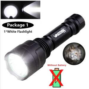 VASTFIRE | LED Tactical Flashlight White/Green/Red Light Torch Hunting USB Rechargeable 350LM 600-800 Yards Range C8 Shooting Scout Lights