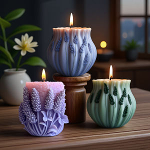 Lavender Silicone Candle Mold Cylinder Feather Lavender Aromatherapy Soap Ornament Craft Plaster Resin Mold Home Decor