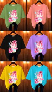 Baju Kaos Wanita Oversize Basic Lengan Pendek Printing DTF Lotso Ice Katun Combed Jumbo Blus Kaus
