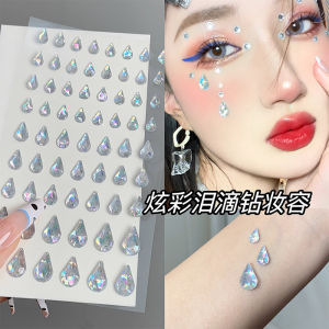 Creative Music Festival Glitter Nail Decorations Diamond Water Drops Straight Stick on Face Stickers for Hot Girls Colorful