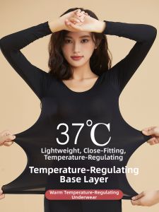 Ultra-Thin Warmth-Preserving Invisible Large Size Seamless Base Layer Clothing Set Pure Color Autumn And Winter Slimming Underwear