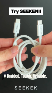 SEEKEN 65W C TO C 1M Charging Cables - Grey | Fast Charging | Braided Cable | Anti Bending | Premium Design