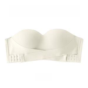 MONCAICHAN | Wireless Strapless Bra Womens Anti-Slip Gathered Small Chest Appears Large Seamless Summer Thin Wrap Chest Comfortable Back Beauty Bra