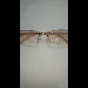 Kacamata Rimless Tanpa Bingkai Frame Lensa Plus Baca Rabun Dekat Serta Lensa Blueray READY +1.00 s/d +3.00 Untuk PRIA WANITA Warna Lensa Coklat List Gold Ada Nosepad - FREE HARDCASE