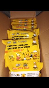 Hộp Giấy 10 Gói Khăn Ướt Vịt Vàng Không Mùi Giấy Ướt An Toàn Cho Trẻ Em Và Người Lớn