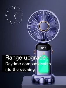 ELEMIX 6000mAh Portable Mini Fan USB Folding Fan Rechargable Handheld Fan Hanging Neck Electric Fan Small Folding Desk Fan Smart Led Digital Fan