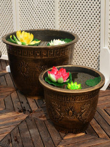 Sleeping Lotus Pot Jar Extra Large Hydroponic Flowerpot Thickened Plastic Garden Fish Farming Retro Non-Porous Resin Lotus Hydroponic Blood