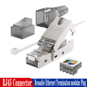Vention | CAT8 STP RJ45 Connector CAT7 CAT6A Reusable Ethernet Termination modular Plug Shielded Modular Zinc alloy Field Termination Plug