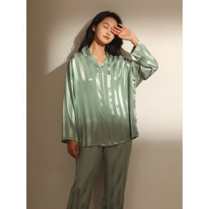 me home wear | Long Sleeve Thin Silk Pyjamas Women Home Clothes