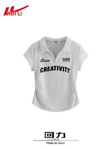 Warrior | Korean Style White Grey Cotton Short Fit Womens POLO Shirt