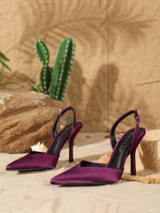 Women’s Fashion Elegant Satin Pointed-Toe Stiletto Heels Comfortable Simple and Versatile Thin High Heels