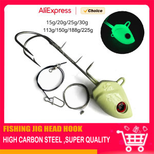 Mrlurion 1pc 15g 20g 30g 115g 225g Saury Duple Fishing Hooks Heavy weight glow lure for boat fishing sea water hairfish bait