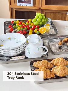JOTO Stainless Steel Baking Tray with Removable Cooling Rack Set BBQ Rack and Tray Automatic Oil Draining