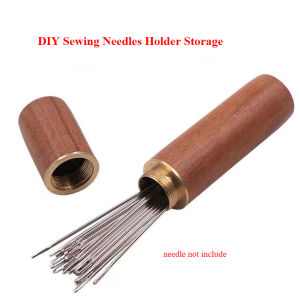 Hand Sewing Needles Case DIY Sewing Needles Holder Storage Tube Wooden Box Knitting Embroidery Mending Needles Container