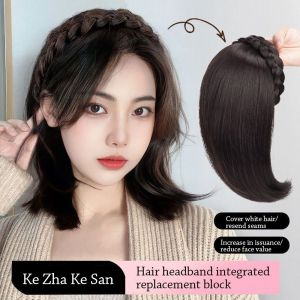 JUSTODO 3D Wig Hairband Middle Part Hair Bangs Extensions Fashion Invisible Synthetic Headband for Women