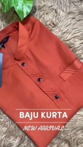 【 Kurta Slim Fit Warna Brick Orange】Kurta Budak & Dewasa Sedondon Kain Cotton PREMIUM / KURTA RAYA D017K/ KD