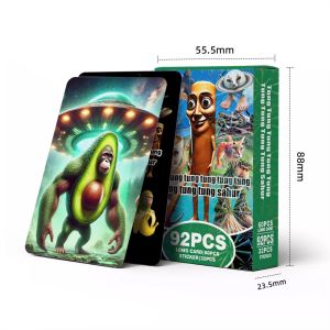 60pcs/Box Tung Tung Sahur LOMO Card Cartoon Crocodile Cactus Elephant Character Cards With Stickers Collections Kids Gifts