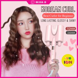 BLISS.B Negative Ion Hair Curler/ 3 Barrel Egg Roll Curler/ Korean Curl/ LCD Display