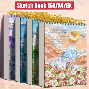 Thick Sketch Book 16K/A4/8K 60sheets Drawing Book for Markers Sketching Watercolor Colored Pencil
