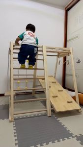 Climbing Frame Childrens Indoor Solid Wood Slide Swing Combination Kindergarten Small Sensory Training Amusement Equipment