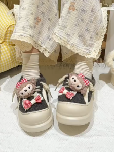 Dép Bông Đế Dày Chống Trượt Mùa Đông Cho Nữ Dép Bông Mùa Thu Đông Ngoài Trời Dễ Thương Ấm Áp Chống Mùi Đế EVA