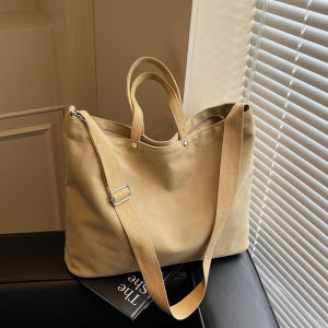 กระเป๋าถือผ้าลายย้อนยุคสไตล์อเมริกันสำหรับผู้หญิง กระเป๋าสะพายข้างผ้าใบความจุขนาดใหญ่ กระเป๋าสะพายข้างสำหรับนักศึกษา อุปกรณ์การศึกษา