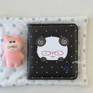 Cute Panda Polka Dot Wallet Multi-Card Slot Simple Document Wallet Japanese Style Youth Magnetic Buckle Short Wallet Square Shape