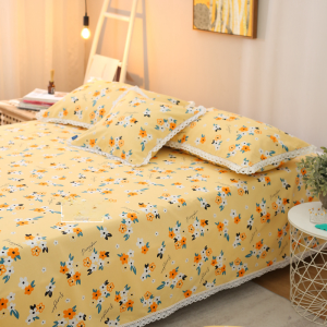 Beautiful Lace Lace Summer Bed Sheets Cool Feeling Pure Cotton Crash Summer Sleeping Mat Thickened Cotton and Linen Quilt Sheet Idyllic Small Floral