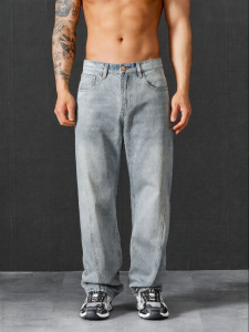 TOMATOPAPA | Quần Jeans Nam Vintage Rửa Mờ Dáng Rộng Thẳng