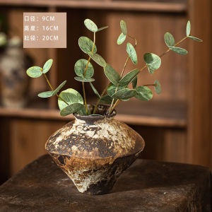 Handmade Rustic Ceramic Flower Vase Japanese Wabi-Sabi Style Decorative Ornaments Vintage Nostalgic Zen Spirit Floral Arrangements