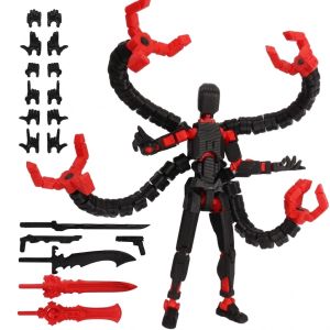 Fully Assembled T13 Action Figure with Multi-Robotic Arms 3D Printed Robot Toy Flexible Joints Movable Mechanical Man Desk Ornament Cool Gift