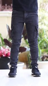 Celana Cargo Jeans Pria Bikers Clana Cowok Panjang Viral Pakaian Jean Laki Laki Celana Kargo Panjang