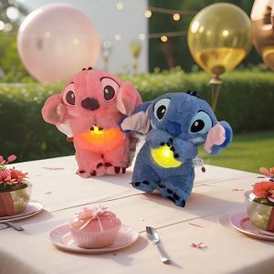 Disney Lilo&Stitch Plush Doll With Breath Child Peluche Soothes Toy Anime Baby Music Light Sleep Toys Pink Stitch Gift